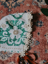 "Ruth" vintage cross-stitch bonnet ✨️ooak & rts✨️✨️