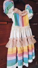 Vintage puff sleeve rainbow dress ✨️RTS✨️
