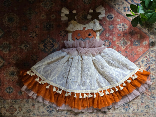 Cream and orange lace dress ✨️custom for tori✨️