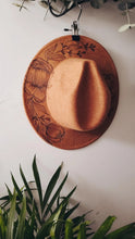 Camel Hand burned floral print hat