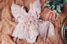 Blush sparkle star romper & rainbow wand