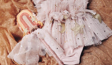 Blush sparkle star romper & rainbow wand