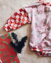 Pink santa & peppermint sweater romper
