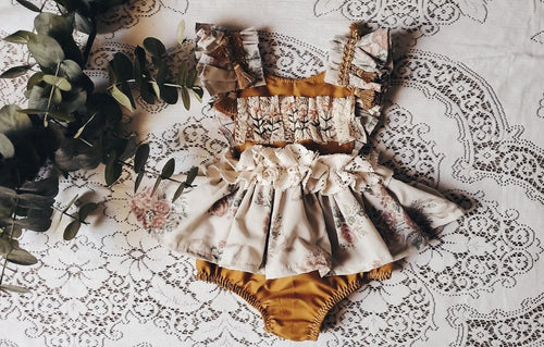 ✨️ mustard floral embroidered romper ✨️ limited pre order