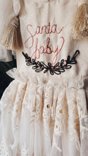 Boho "santa baby" lace romper