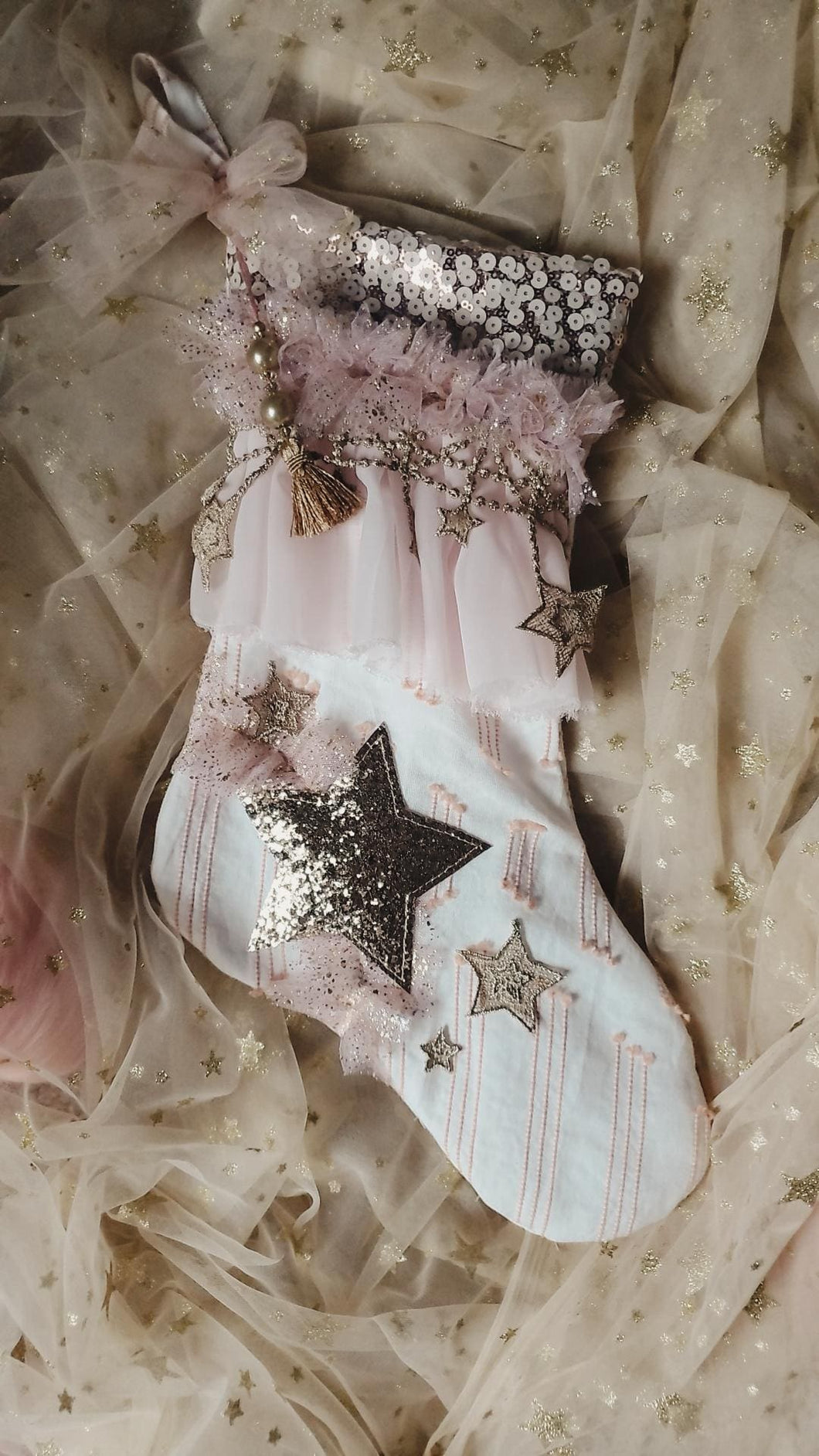 Blush and gold star stocking ✨️
