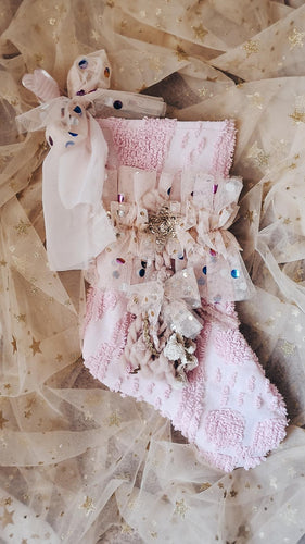Pink & peach vintage dot stocking