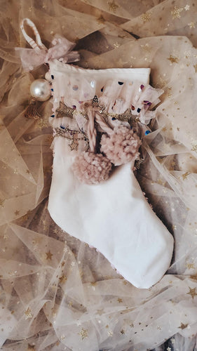 Cream & blush pearl stocking