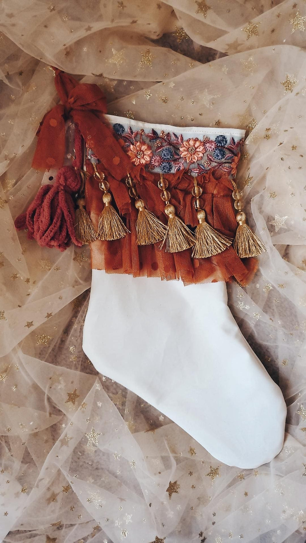 Rust boho stocking