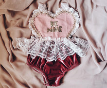 "BE MINE" velvet heart romper ✨️OOAK✨️