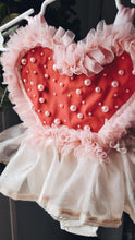 Red & pink beaded heart romper